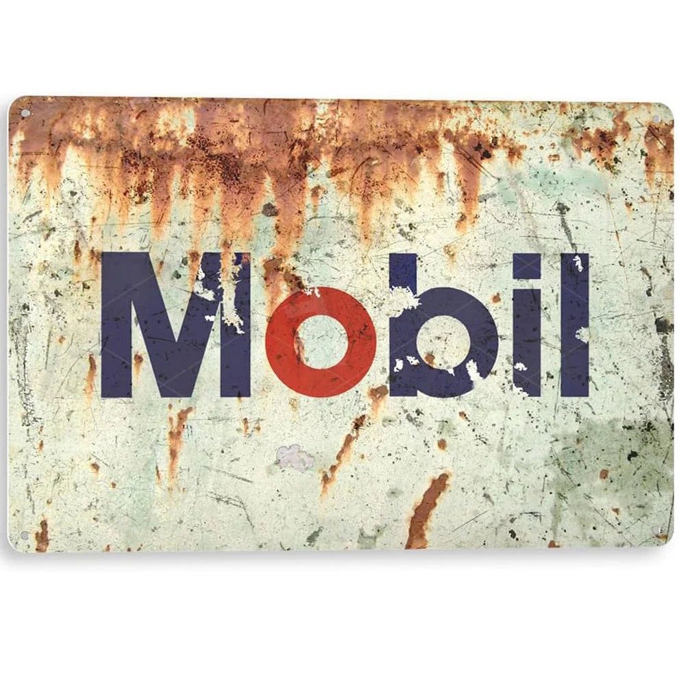 Vintage Mobil 1 Racing Motor Oil Rocket Oilzum Oil Gas Metal Tin Signs Wall Decor for Bars Garage Gas Oil Station Cafe Clubs Pub - Grand Goldman