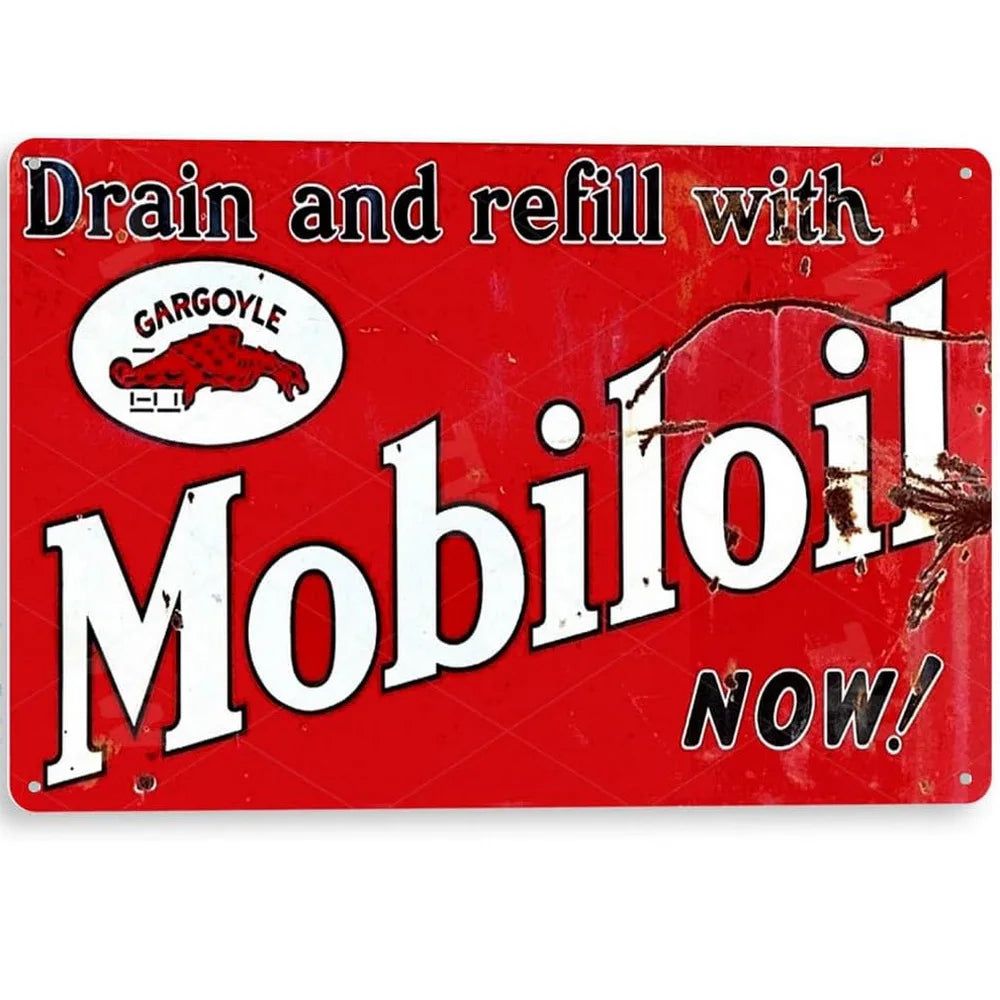 Vintage Mobil 1 Racing Motor Oil Rocket Oilzum Oil Gas Metal Tin Signs Wall Decor for Bars Garage Gas Oil Station Cafe Clubs Pub - Grand Goldman