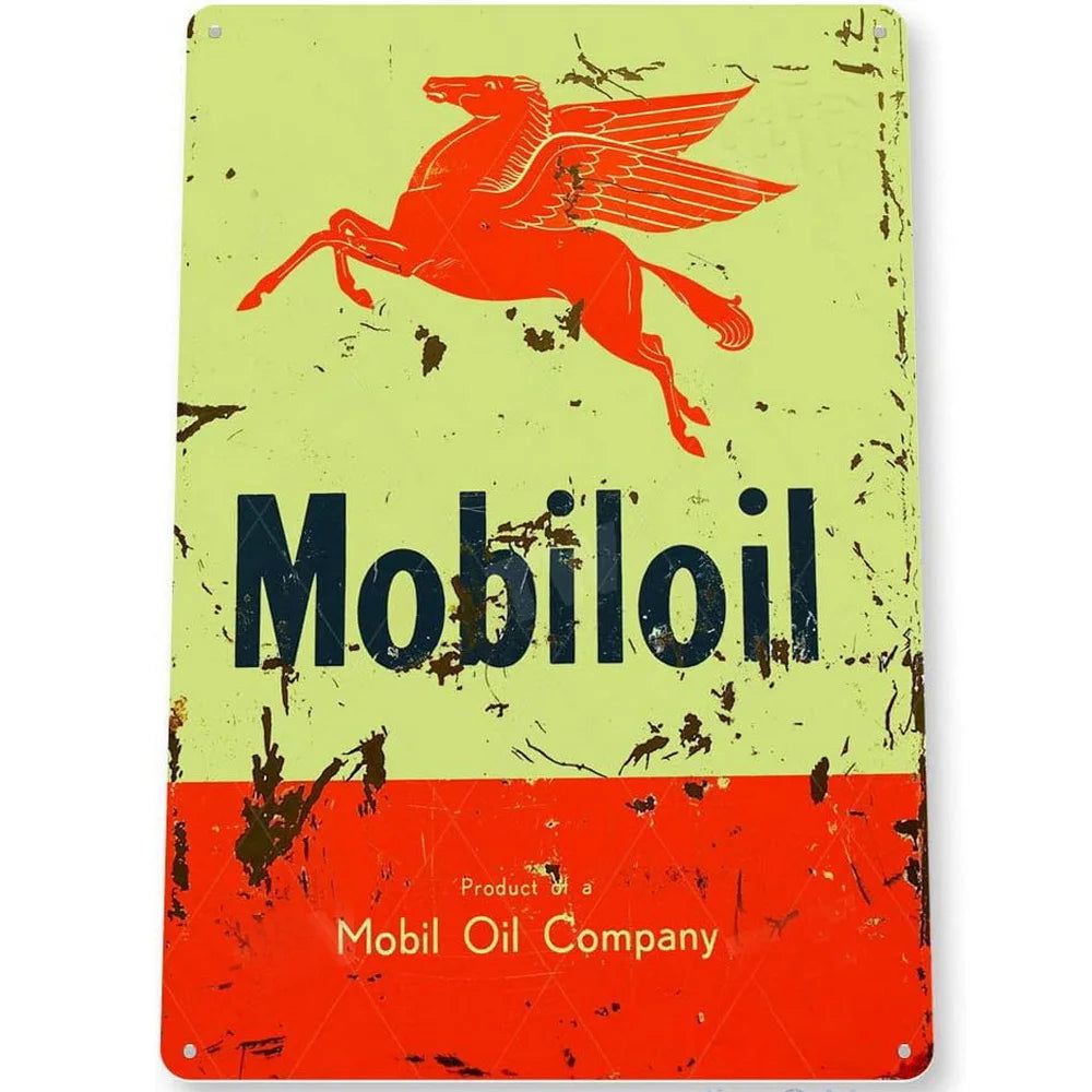 Vintage Mobil 1 Racing Motor Oil Rocket Oilzum Oil Gas Metal Tin Signs Wall Decor for Bars Garage Gas Oil Station Cafe Clubs Pub - Grand Goldman