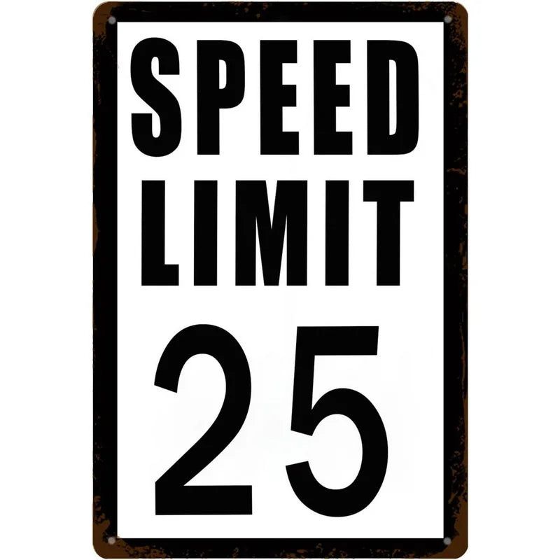 Vintage No Speed Limited Metal Tin Signs Posters Plate Wall Decor for Home Bars Garage Cafe Clubs Pubs Retro Posters Plaque - Grand Goldman