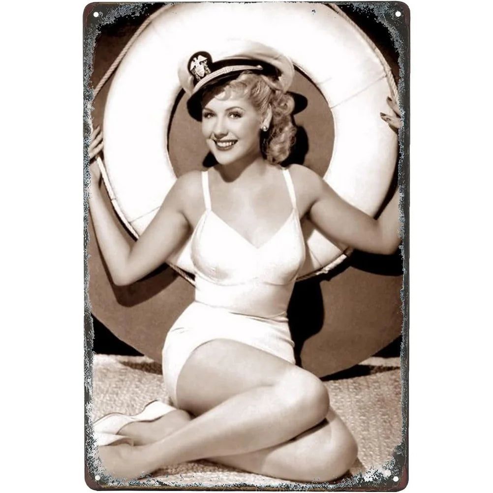 Vintage Pinup Girls Metal Tin Signs Plaque Metal Plate Retro Wall Art Posters for Man Cave Cafe Bar Pub Iron Painting Decoration - Grand Goldman