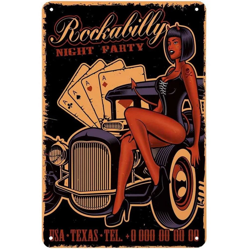 Vintage Pinup Girls Metal Tin Signs Plaque Metal Plate Retro Wall Art Posters for Man Cave Cafe Bar Pub Iron Painting Decoration - Grand Goldman