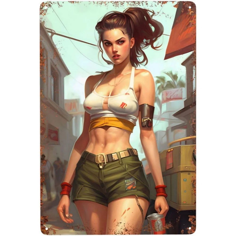 Vintage Pinup Girls Metal Tin Signs Plaque Metal Plate Retro Wall Art Posters for Man Cave Cafe Bar Pub Iron Painting Decoration - Grand Goldman