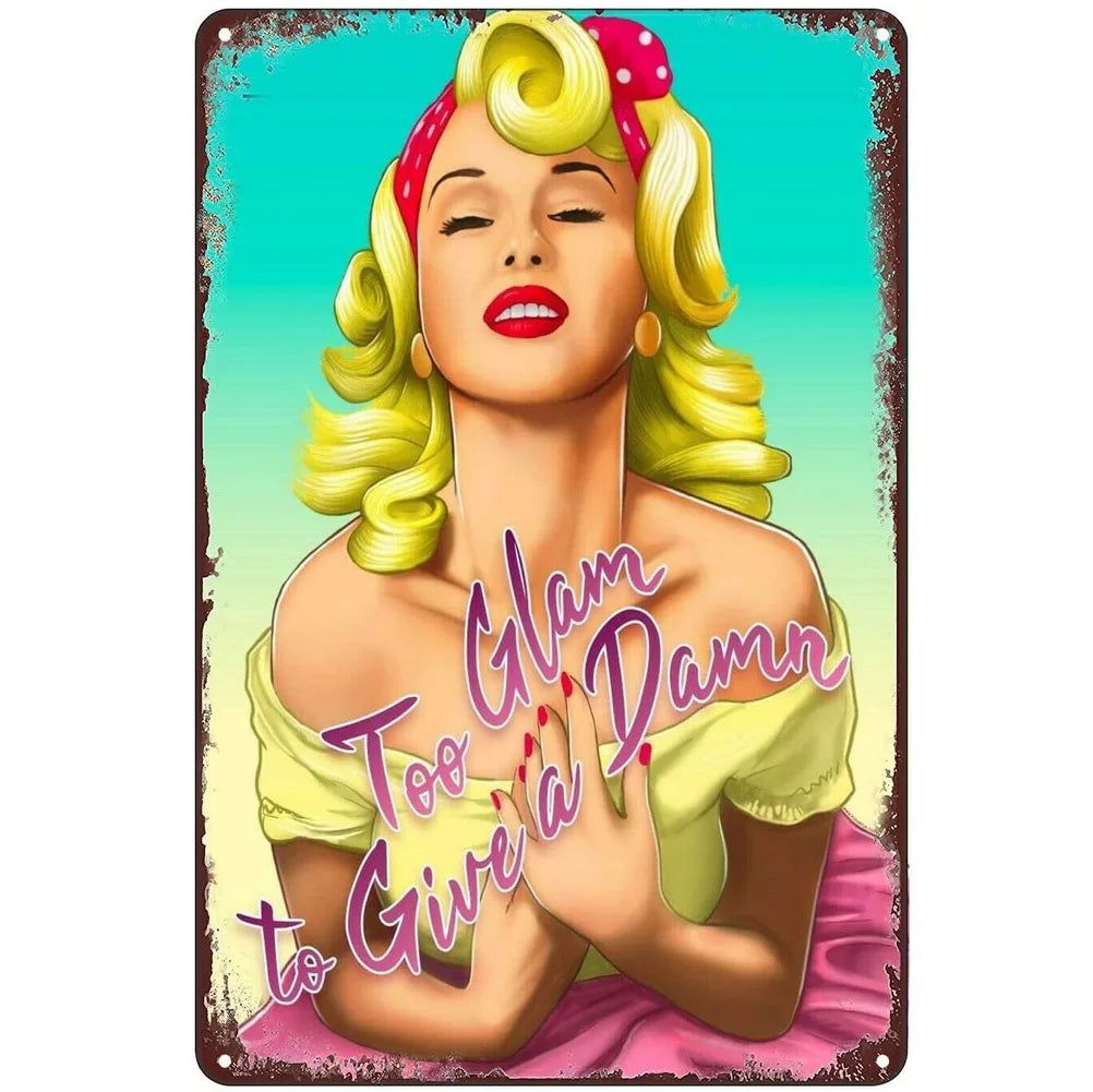 Vintage Pinup Girls Metal Tin Signs Plaque Metal Plate Retro Wall Art Posters for Man Cave Cafe Bar Pub Iron Painting Decoration - Grand Goldman