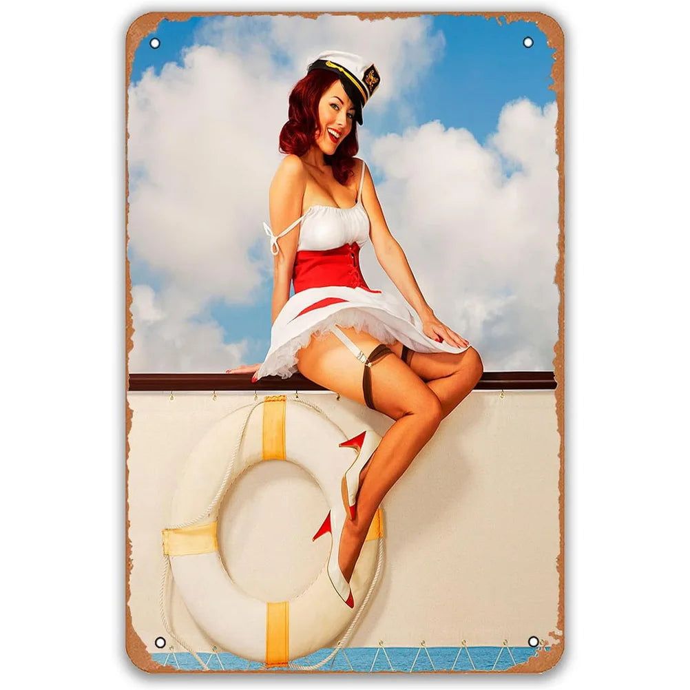 Vintage Pinup Girls Metal Tin Signs Plaque Metal Plate Retro Wall Art Posters for Man Cave Cafe Bar Pub Iron Painting Decoration - Grand Goldman