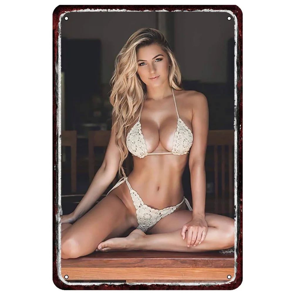 Vintage Pinup Girls Metal Tin Signs Plaque Metal Plate Retro Wall Art Posters for Man Cave Cafe Bar Pub Iron Painting Decoration - Grand Goldman