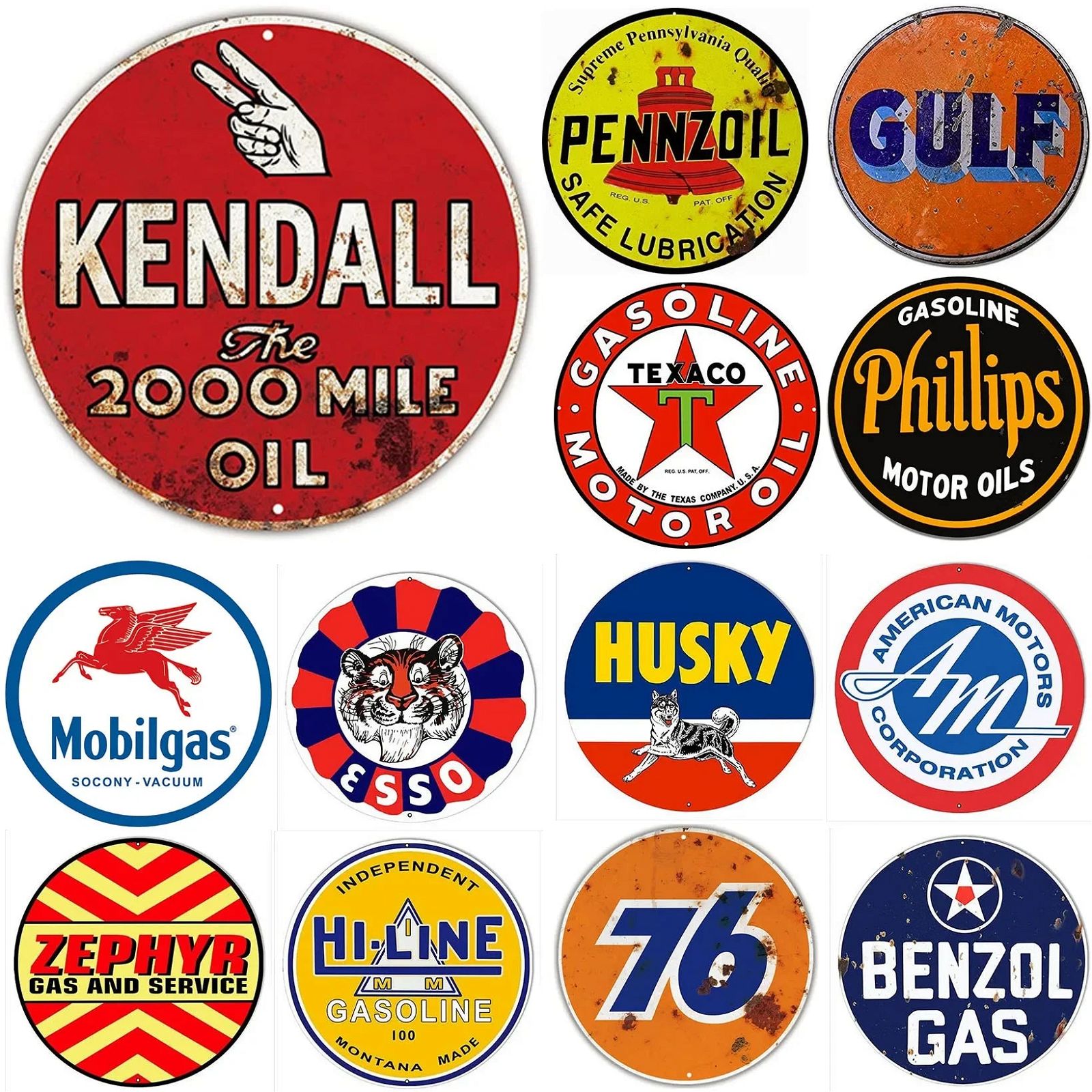 Vintage Retro Motor Oil Gas Round Metal Tin Sign Rustic Decor Wall Art Posters Funny Iron Painting For Home Bar Pub Cafe Garage - Grand Goldman