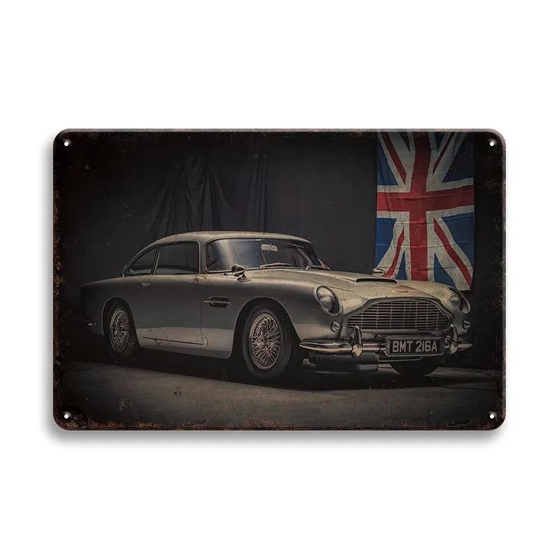 Vintage Vehicle Metal Tin Sign Plaque Retro Tin Painting Racing Car Posters Wall Art Stickers Home Bar Garage Decorative Plates - Grand Goldman