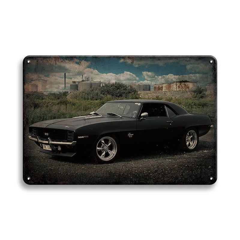 Vintage Vehicle Metal Tin Sign Plaque Retro Tin Painting Racing Car Posters Wall Art Stickers Home Bar Garage Decorative Plates - Grand Goldman