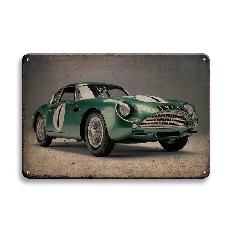 Vintage Vehicle Metal Tin Sign Plaque Retro Tin Painting Racing Car Posters Wall Art Stickers Home Bar Garage Decorative Plates - Grand Goldman