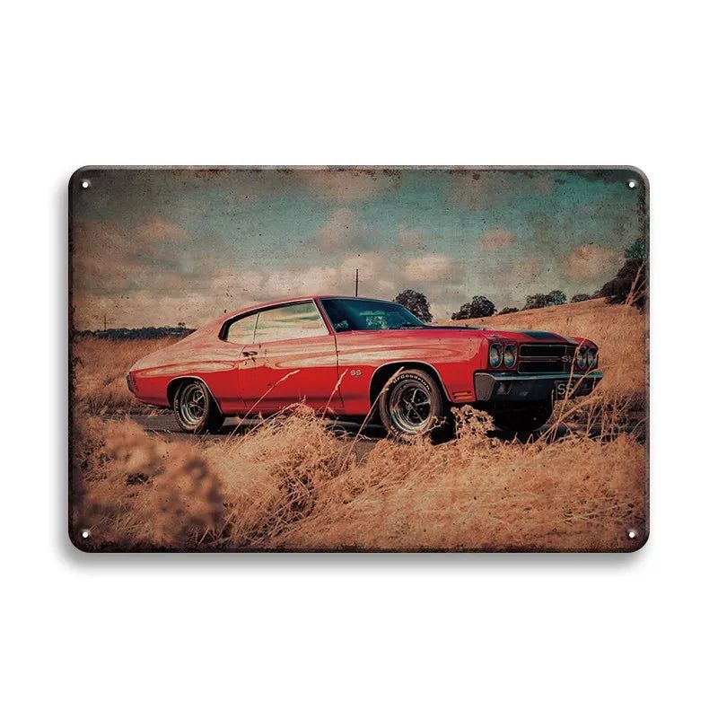 Vintage Vehicle Metal Tin Sign Plaque Retro Tin Painting Racing Car Posters Wall Art Stickers Home Bar Garage Decorative Plates - Grand Goldman