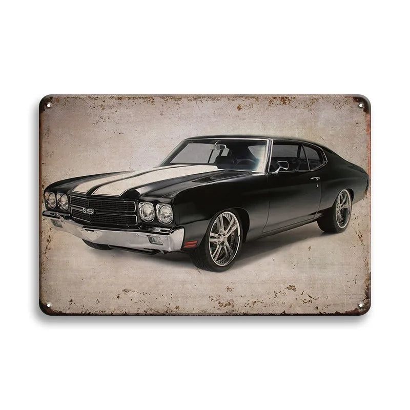 Vintage Vehicle Metal Tin Sign Plaque Retro Tin Painting Racing Car Posters Wall Art Stickers Home Bar Garage Decorative Plates - Grand Goldman