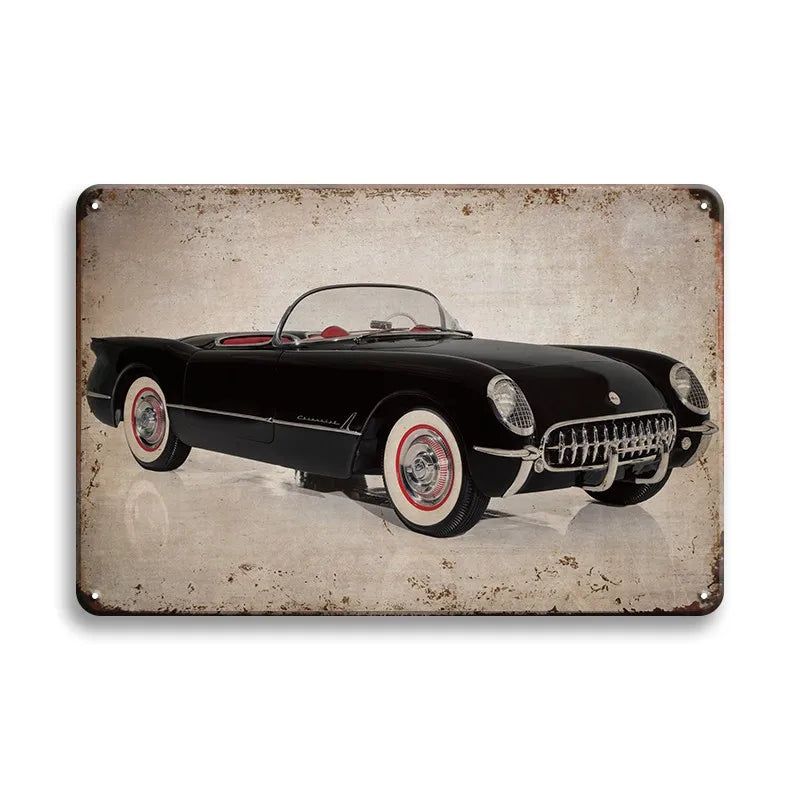 Vintage Vehicle Metal Tin Sign Plaque Retro Tin Painting Racing Car Posters Wall Art Stickers Home Bar Garage Decorative Plates - Grand Goldman