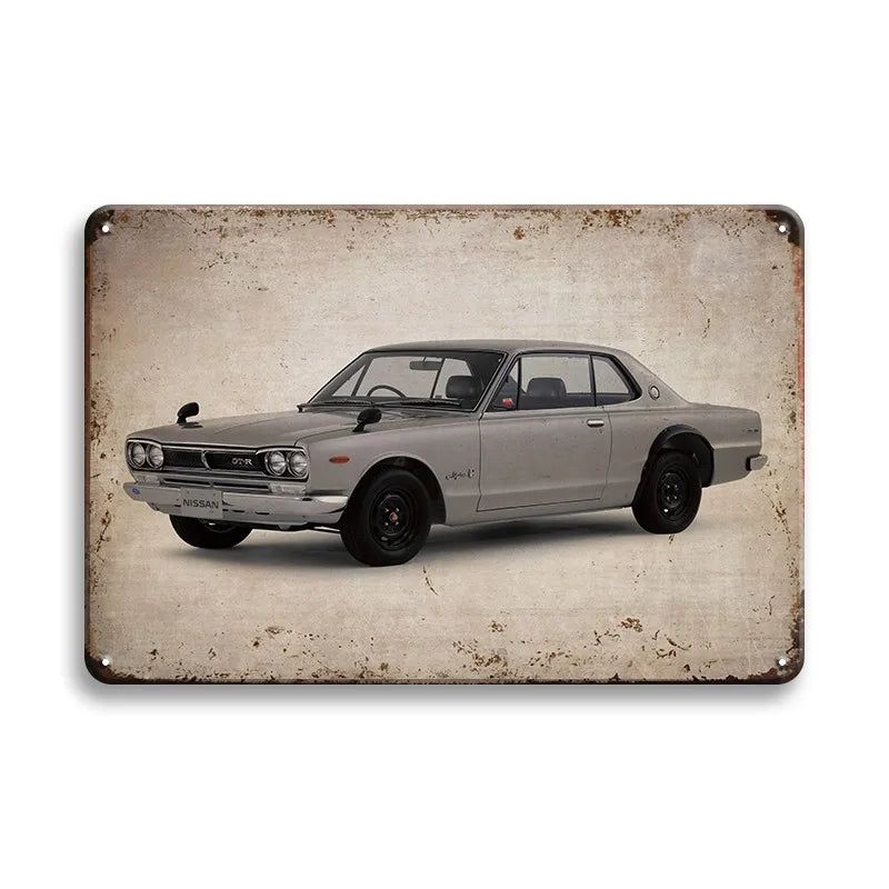 Vintage Vehicle Metal Tin Sign Plaque Retro Tin Painting Racing Car Posters Wall Art Stickers Home Bar Garage Decorative Plates - Grand Goldman