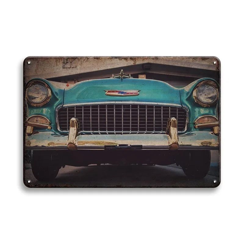 Vintage Vehicle Metal Tin Sign Plaque Retro Tin Painting Racing Car Posters Wall Art Stickers Home Bar Garage Decorative Plates - Grand Goldman