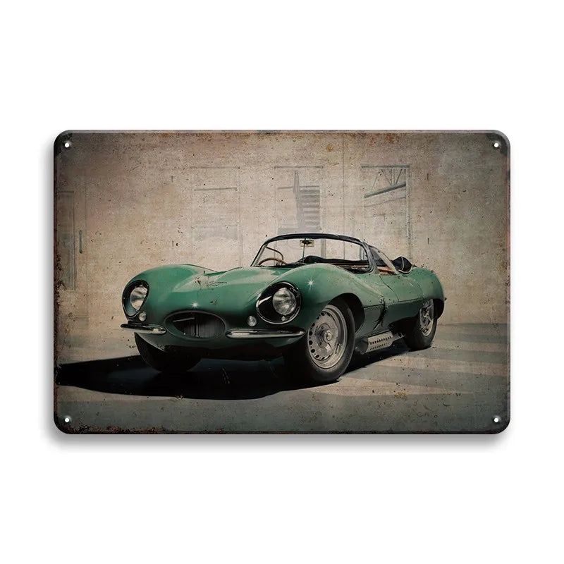 Vintage Vehicle Metal Tin Sign Plaque Retro Tin Painting Racing Car Posters Wall Art Stickers Home Bar Garage Decorative Plates - Grand Goldman