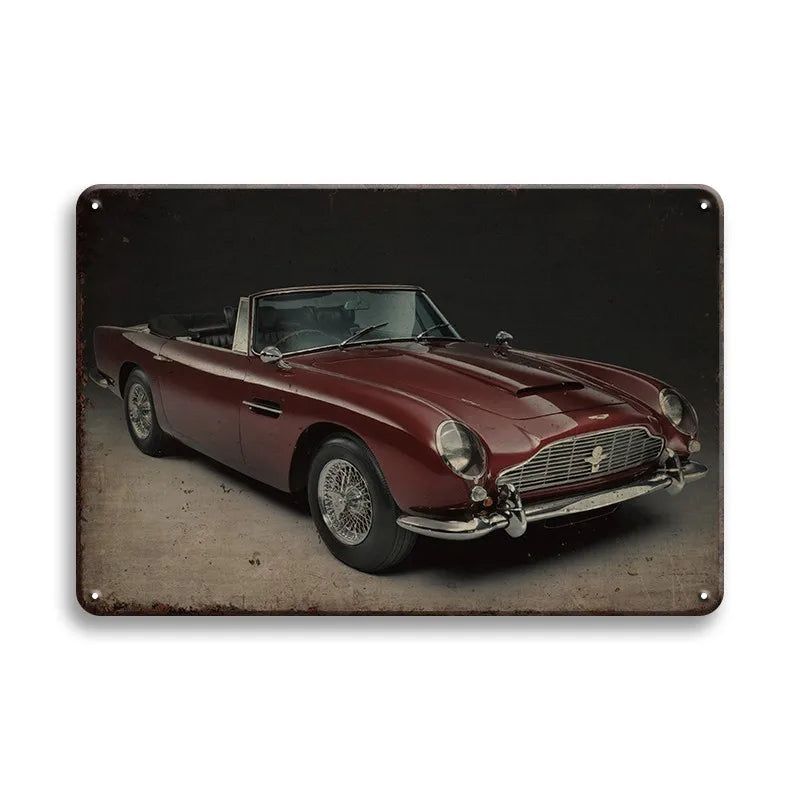 Vintage Vehicle Metal Tin Sign Plaque Retro Tin Painting Racing Car Posters Wall Art Stickers Home Bar Garage Decorative Plates - Grand Goldman