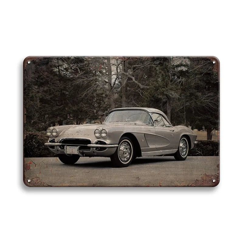 Vintage Vehicle Metal Tin Sign Plaque Retro Tin Painting Racing Car Posters Wall Art Stickers Home Bar Garage Decorative Plates - Grand Goldman