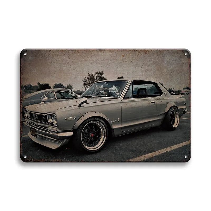 Vintage Vehicle Metal Tin Sign Plaque Retro Tin Painting Racing Car Posters Wall Art Stickers Home Bar Garage Decorative Plates - Grand Goldman