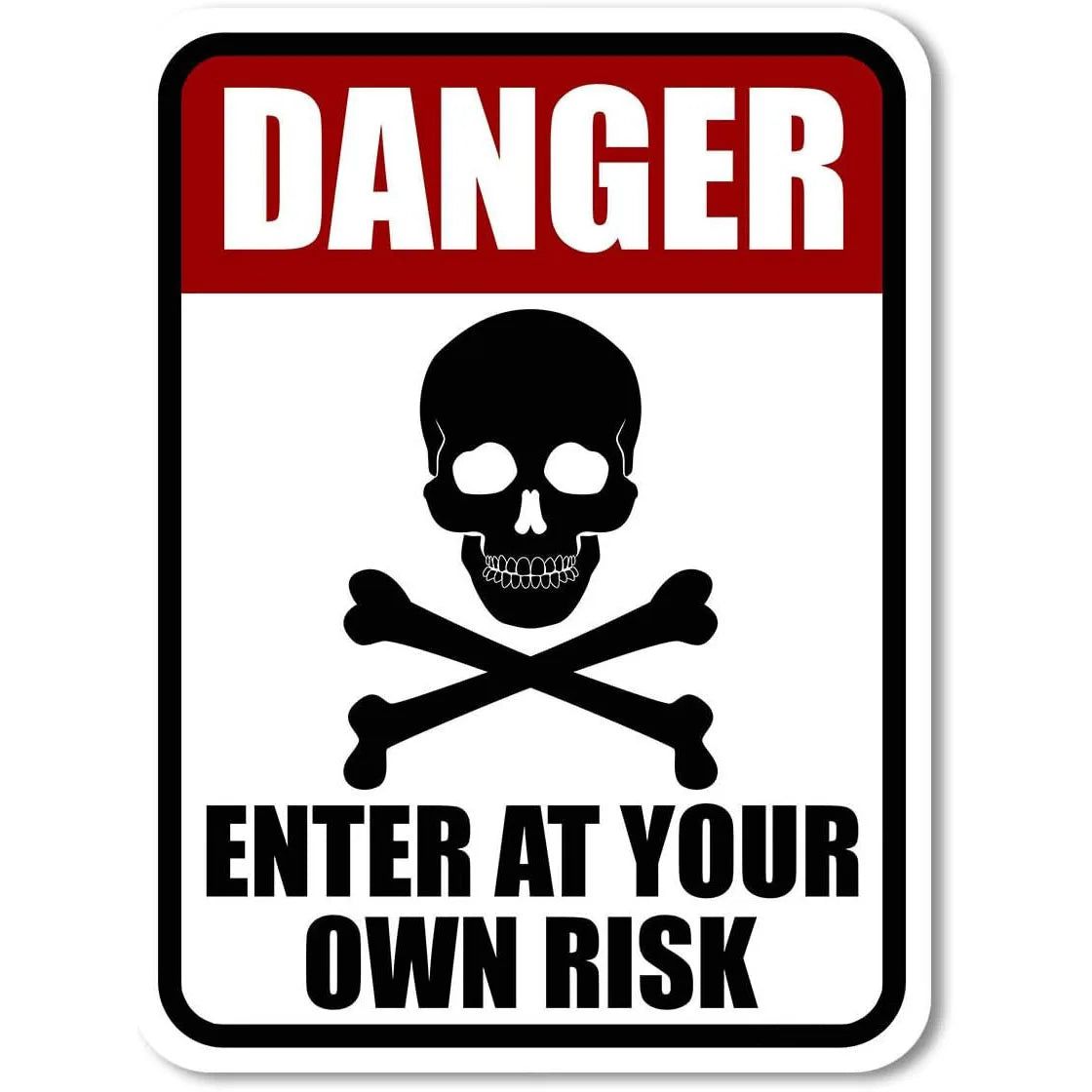 Vintage Warning Metal Tin Signs Danger Do Not Enter Wall Decor for Garage Garden Restaurant Bars Cafe Clubs Retro Posters Plaque - Grand Goldman