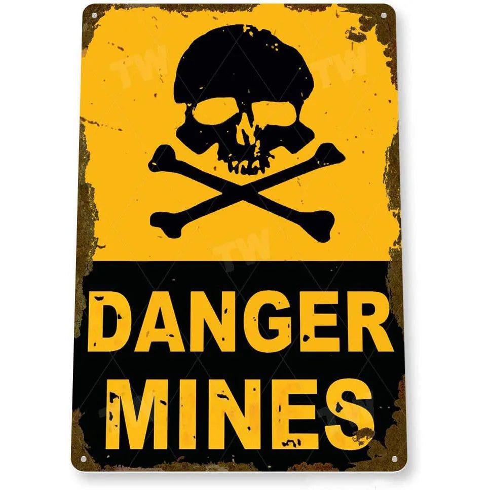 Vintage Warning Metal Tin Signs Danger Do Not Enter Wall Decor for Garage Garden Restaurant Bars Cafe Clubs Retro Posters Plaque - Grand Goldman