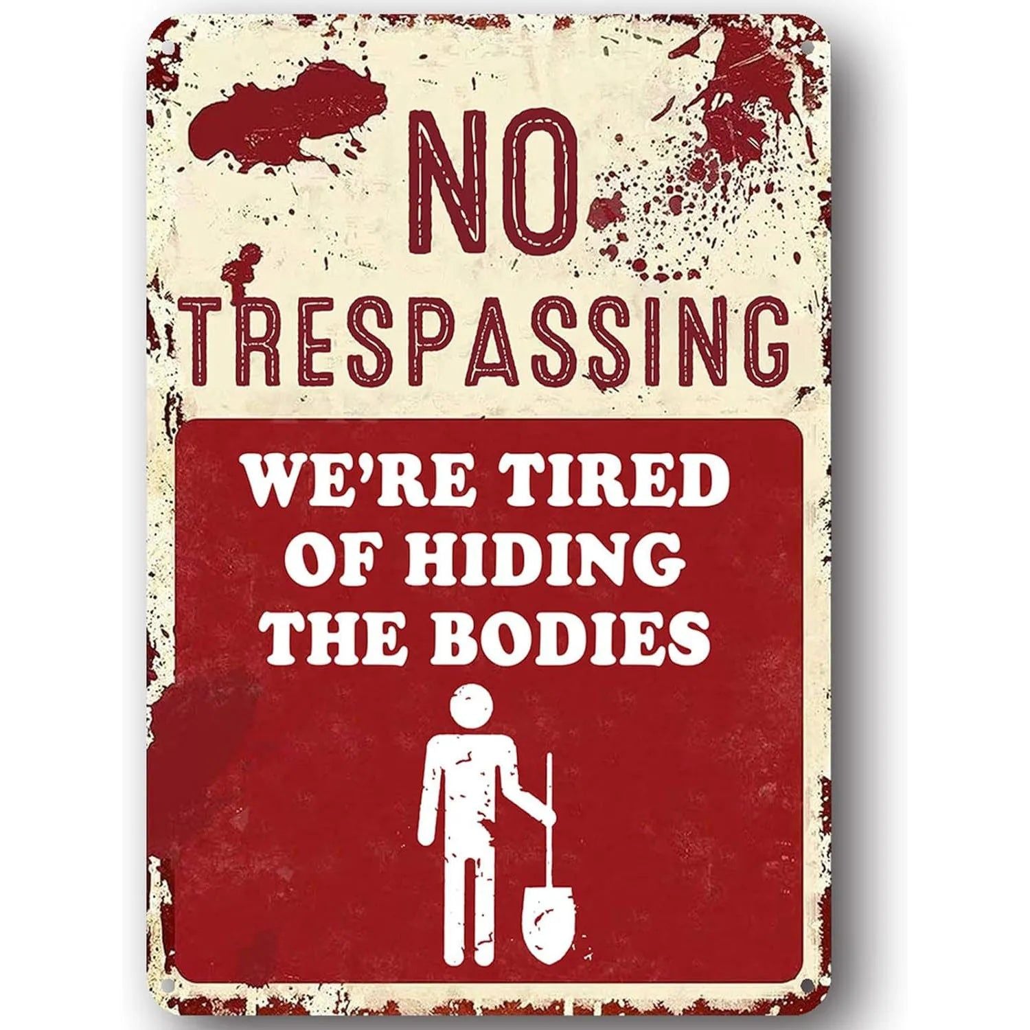 Vintage Warning Metal Tin Signs No Trespassing Posters Plate Wall Decor for Home Bars Garage Cafe Clubs Retro Poster Plaque - Grand Goldman