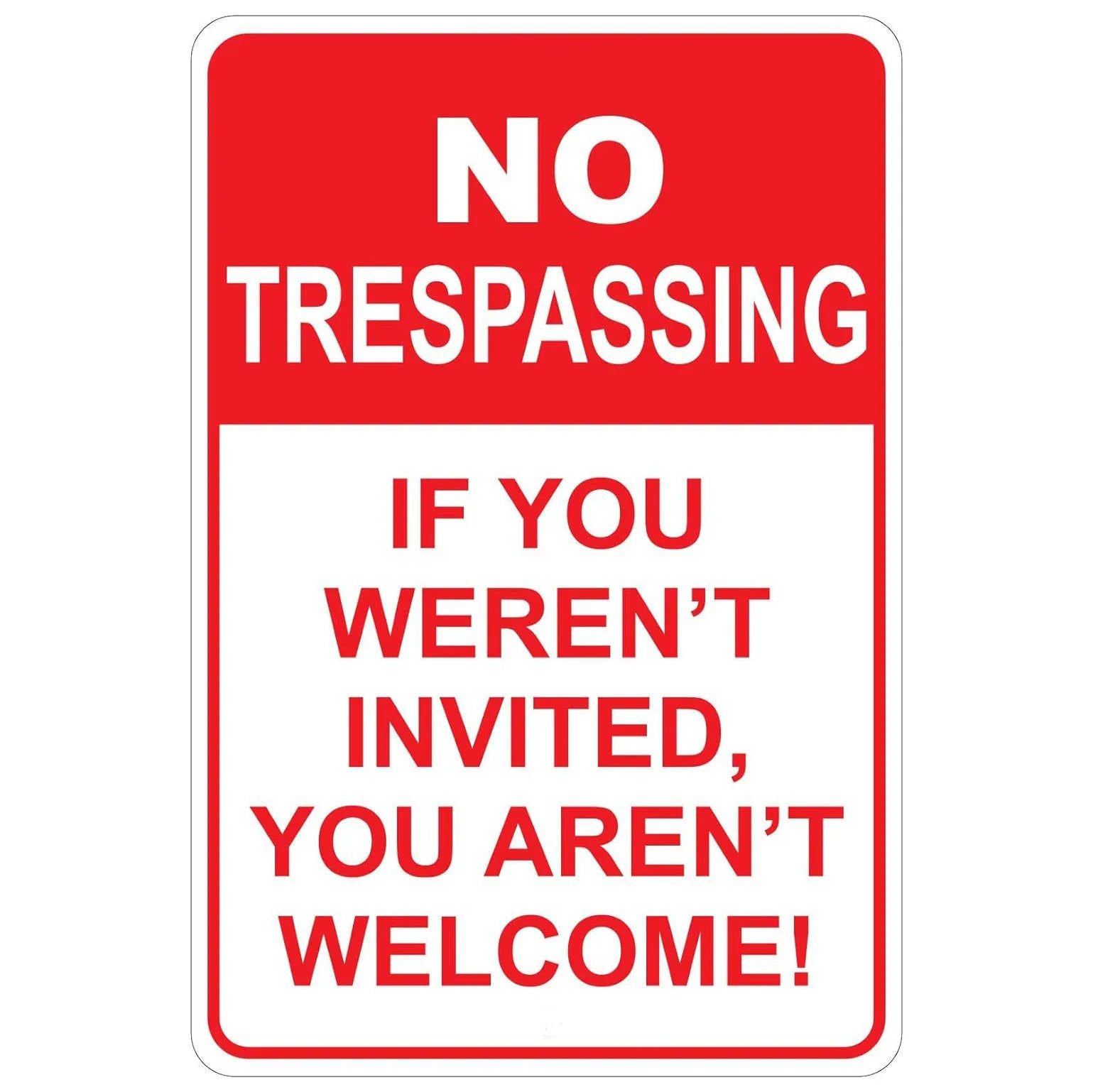 Vintage Warning Metal Tin Signs No Trespassing Posters Plate Wall Decor for Home Bars Garage Cafe Clubs Retro Poster Plaque - Grand Goldman