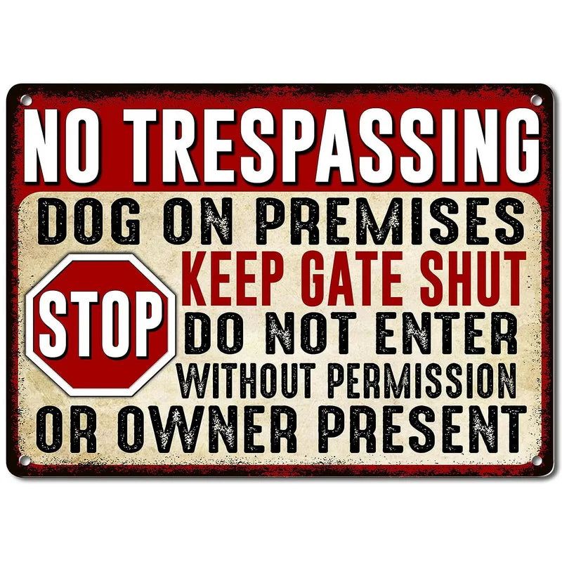 Vintage Warning Metal Tin Signs No Trespassing Posters Plate Wall Decor for Home Bars Garage Cafe Clubs Retro Poster Plaque - Grand Goldman