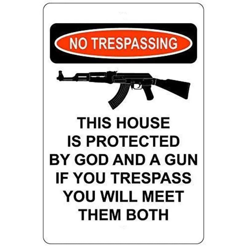 Vintage Warning Metal Tin Signs No Trespassing Posters Plate Wall Decor for Home Bars Garage Cafe Clubs Retro Poster Plaque - Grand Goldman