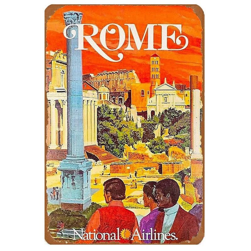 Vintage landscape Hawaii Holland Santorini Venizia Rome Metal Tin Signs Posters Plate Wall Decor for Bars Man Cave Cafe Clubs - Grand Goldman