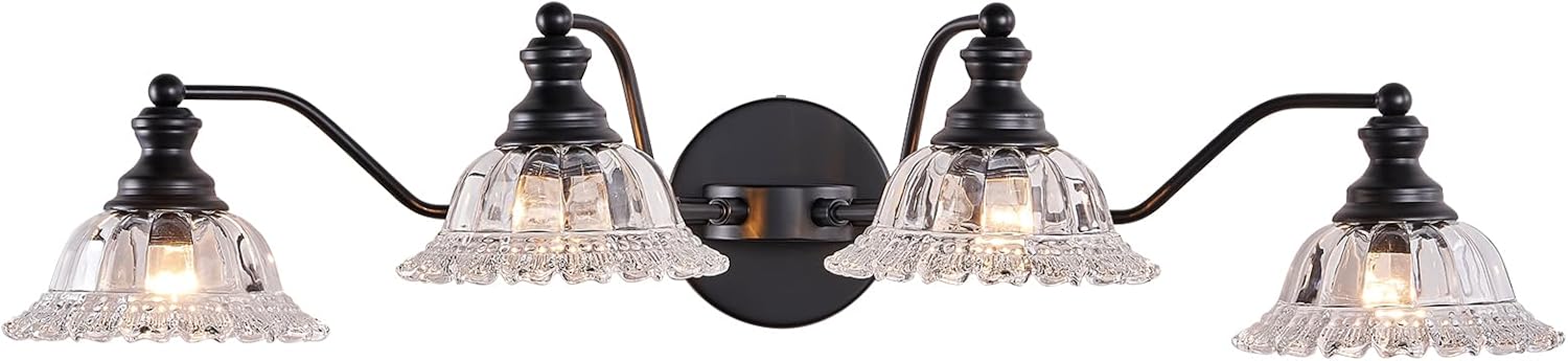 Vintage Bathroom Vanity Light Fixture, 3 Lights Bathroom Lighting Matte Antique Brass Finish with Crystal Glass Shade, Vintage Vanity Light for Bathroom - Grand Goldman