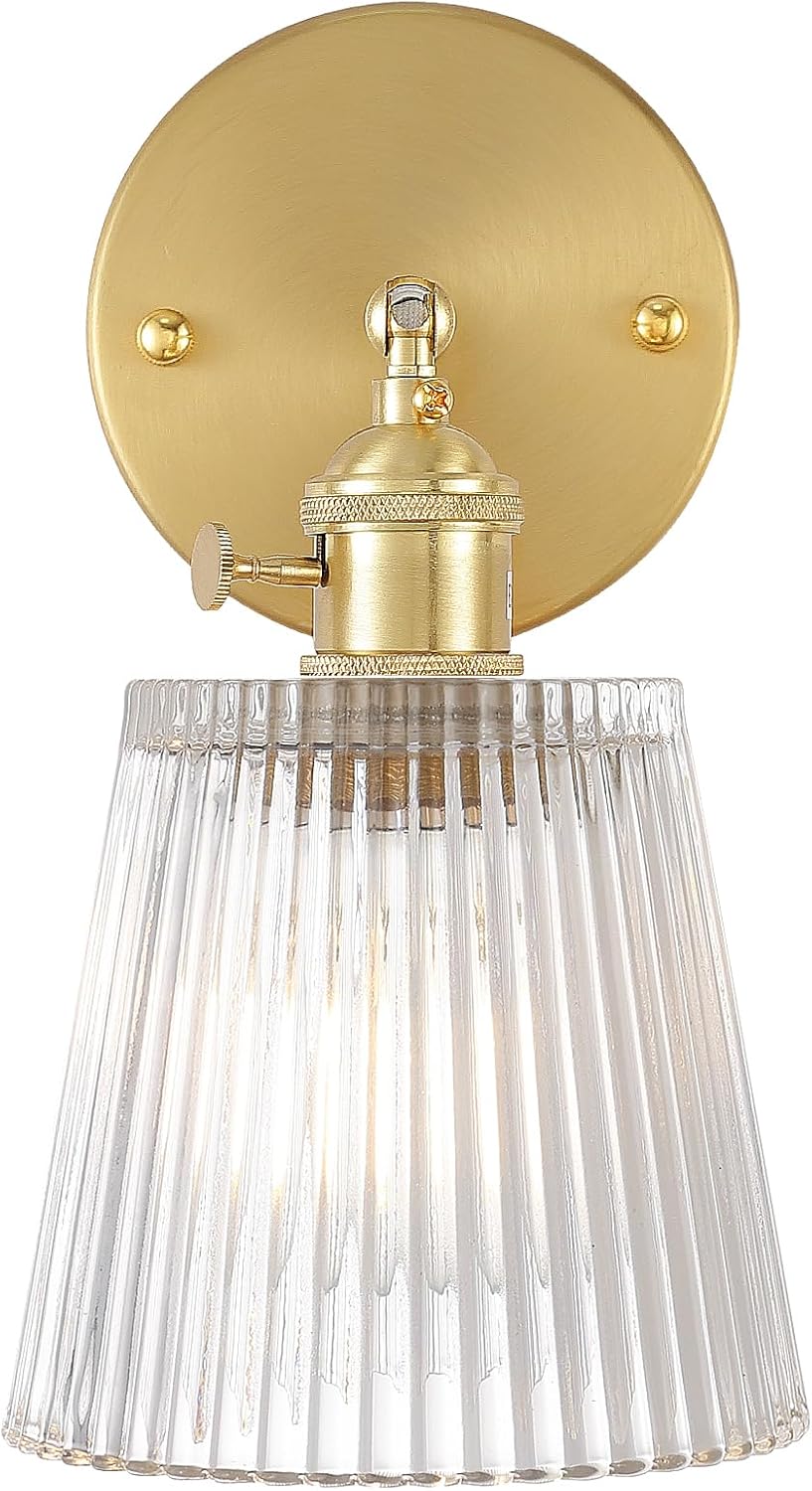 Vintage Battery Operated Wall Sconce with Green Tulip Glass Lampshade Rechargeable Battery Powered Wall Light with Remote Control for Bedside Bedroom Doorway - Grand Goldman