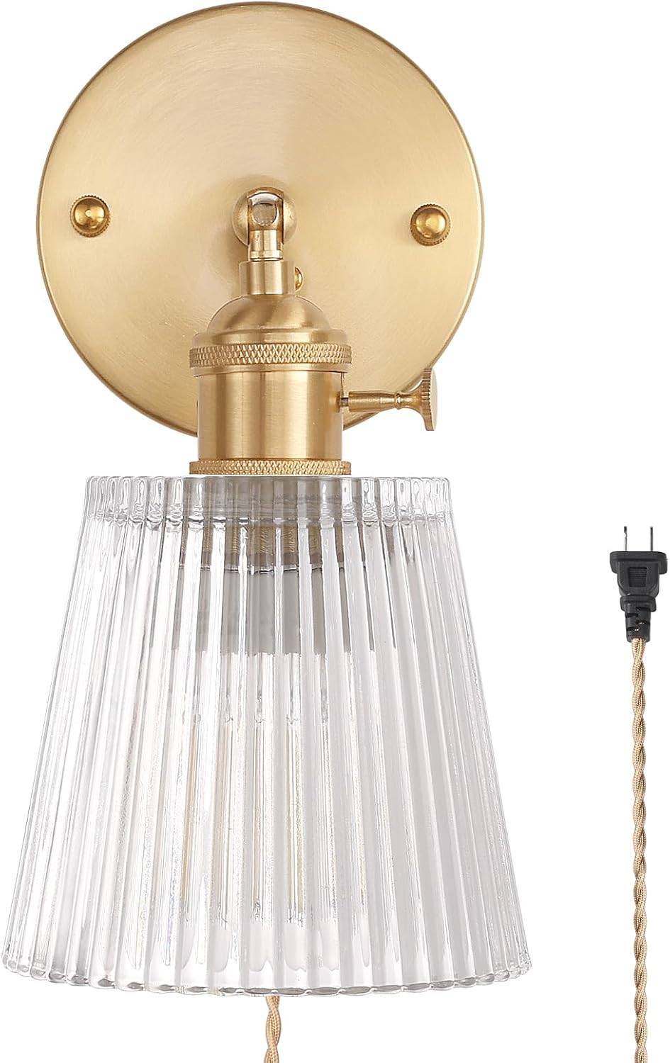 Vintage Battery Operated Wall Sconce with Green Tulip Glass Lampshade Rechargeable Battery Powered Wall Light with Remote Control for Bedside Bedroom Doorway - Grand Goldman