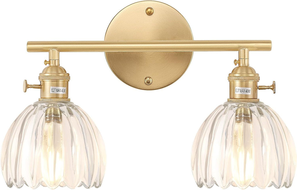 Vintage Battery Operated Wall Sconce with Green Tulip Glass Lampshade Rechargeable Battery Powered Wall Light with Remote Control for Bedside Bedroom Doorway - Grand Goldman