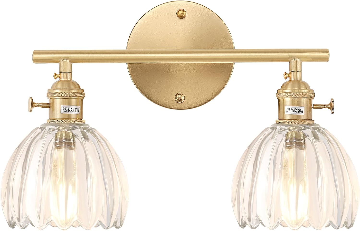 Vintage Battery Operated Wall Sconce with Green Tulip Glass Lampshade Rechargeable Battery Powered Wall Light with Remote Control for Bedside Bedroom Doorway - Grand Goldman