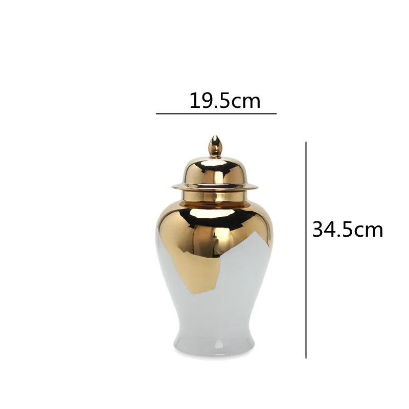 Vintage Bottle Gold Plated Ceramic General Jar Porcelain Ginger Jar Vase Handicraft Ornaments Tea Storage Tank Home Decoration - Grand Goldman