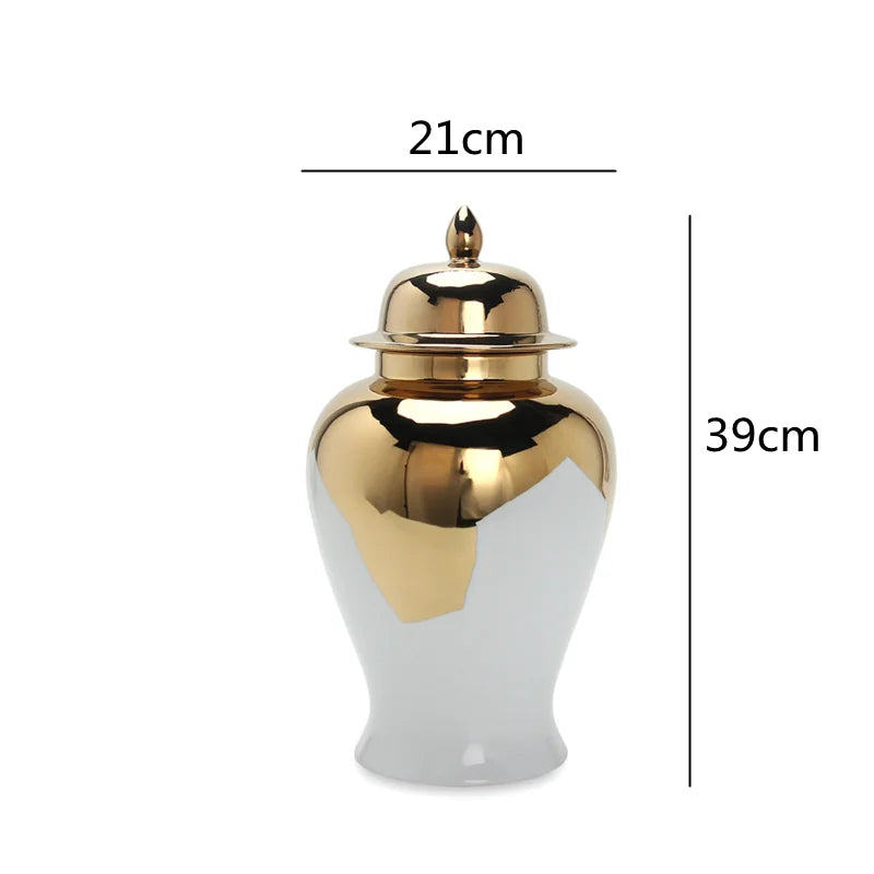 Vintage Bottle Gold Plated Ceramic General Jar Porcelain Ginger Jar Vase Handicraft Ornaments Tea Storage Tank Home Decoration - Grand Goldman