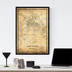 Vintage Burgundy City Map Poster Canvas Painting - Grand Goldman