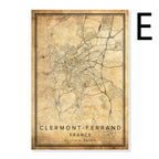 Vintage Burgundy City Map Poster Canvas Painting - Grand Goldman