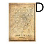 Vintage Burgundy City Map Poster Canvas Painting - Grand Goldman