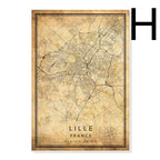 Vintage Burgundy City Map Poster Canvas Painting - Grand Goldman