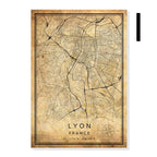 Vintage Burgundy City Map Poster Canvas Painting - Grand Goldman