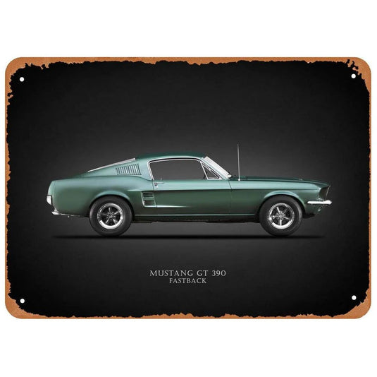 Vintage Classic Car Metal Tin Signs Mustang GT Posters Plate Wall Decor for Garage Bars Man Cave Cafe Clubs Retro Posters Plaque - Grand Goldman