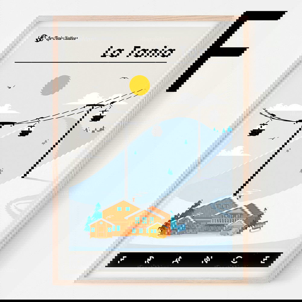 Vintage French Ski Poster Decorated In Bohemian Style Painting France La Plagne Chamonix Les Troix Vallées La Tania Méribel Les Arcs Courchevel Tignes Val d'Isère Whistler Bansko - Grand Goldman