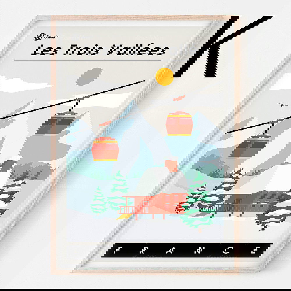 Vintage French Ski Poster Decorated In Bohemian Style Painting France La Plagne Chamonix Les Troix Vallées La Tania Méribel Les Arcs Courchevel Tignes Val d'Isère Whistler Bansko - Grand Goldman