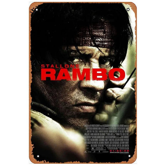 Vintage Metal Tin Signs Classic Movie Rambo American Gangster Posters Wall Art Decor for Home Bars Man Cave Cafe Club Garage Pub - Grand Goldman