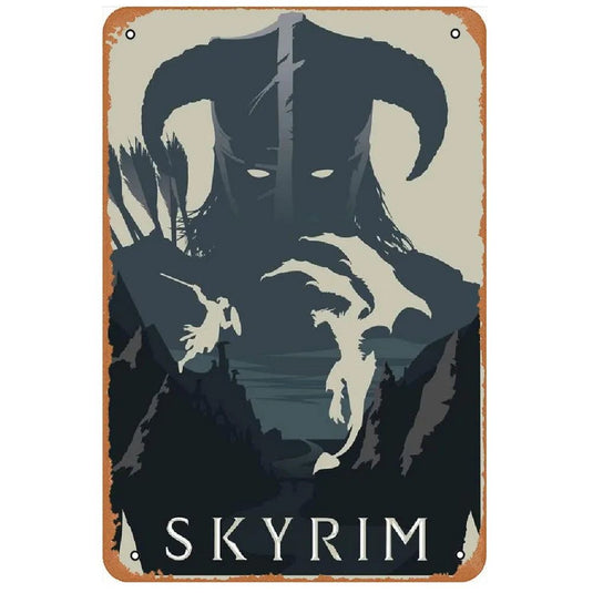 Vintage Metal Tin Signs Classic Movie Skyrim Posters Plate Wall Decor for Home Garden Bars Film Cafe Clubs Retro Posters Plaque - Grand Goldman