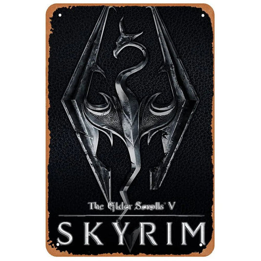 Vintage Metal Tin Signs Classic Movie Skyrim Posters Plate Wall Decor for Home Garden Bars Film Cafe Clubs Retro Posters Plaque - Grand Goldman