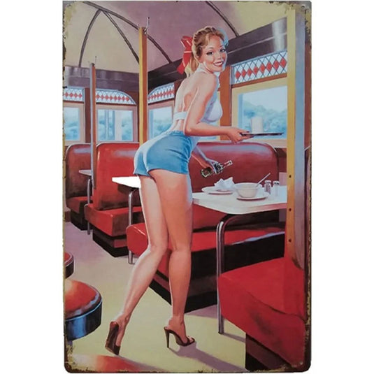 Vintage Metal Tin Signs Pinup Girls Sexy Women Wall Decor for Garage Home Garden Bars Cafe Clubs Restaurant Retro Posters Plaque - Grand Goldman