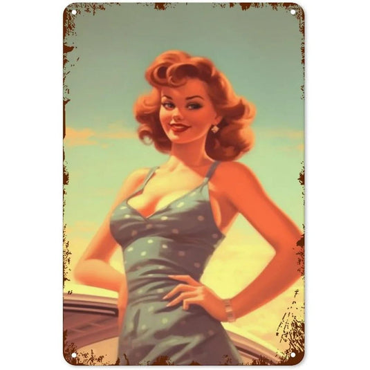 Vintage Metal Tin Signs Pinup Girls Sexy Women Wall Decor for Garage Home Garden Bars Cafe Clubs Restaurant Retro Posters Plaque - Grand Goldman